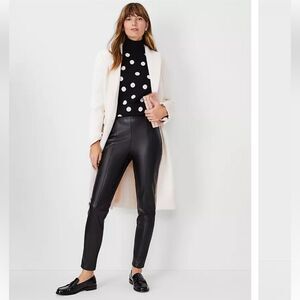 Ann Taylor Womens Black The Faux Leather Seamed Side Zip Legging size small NWT